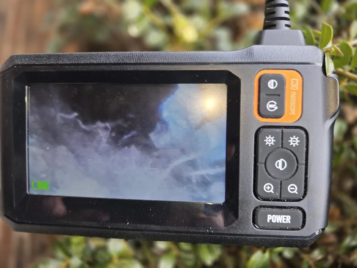 Inspection camera Pest Marshals uses to check attics on WNC jobs