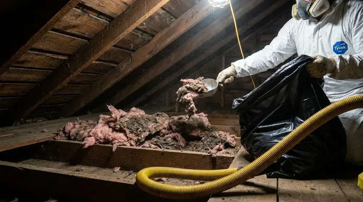 Attic cleanup and sanitizing on a Western NC wildlife job