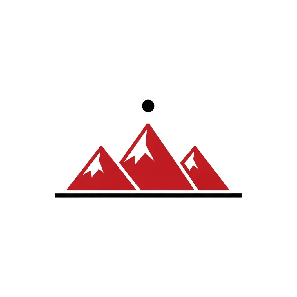 Red Blue Ridge mountain peaks icon with a black sun above, symbolizing 17 years of locally trained Hendersonville and Western NC pest experts