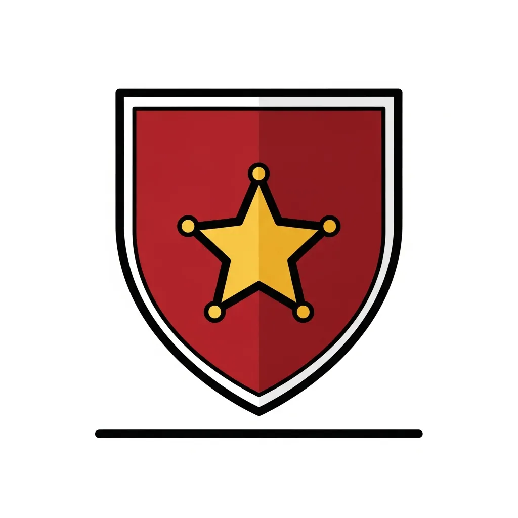 Red shield icon with a gold sheriff star, symbolizing Pest Marshals preventative Marshal's Shield protection