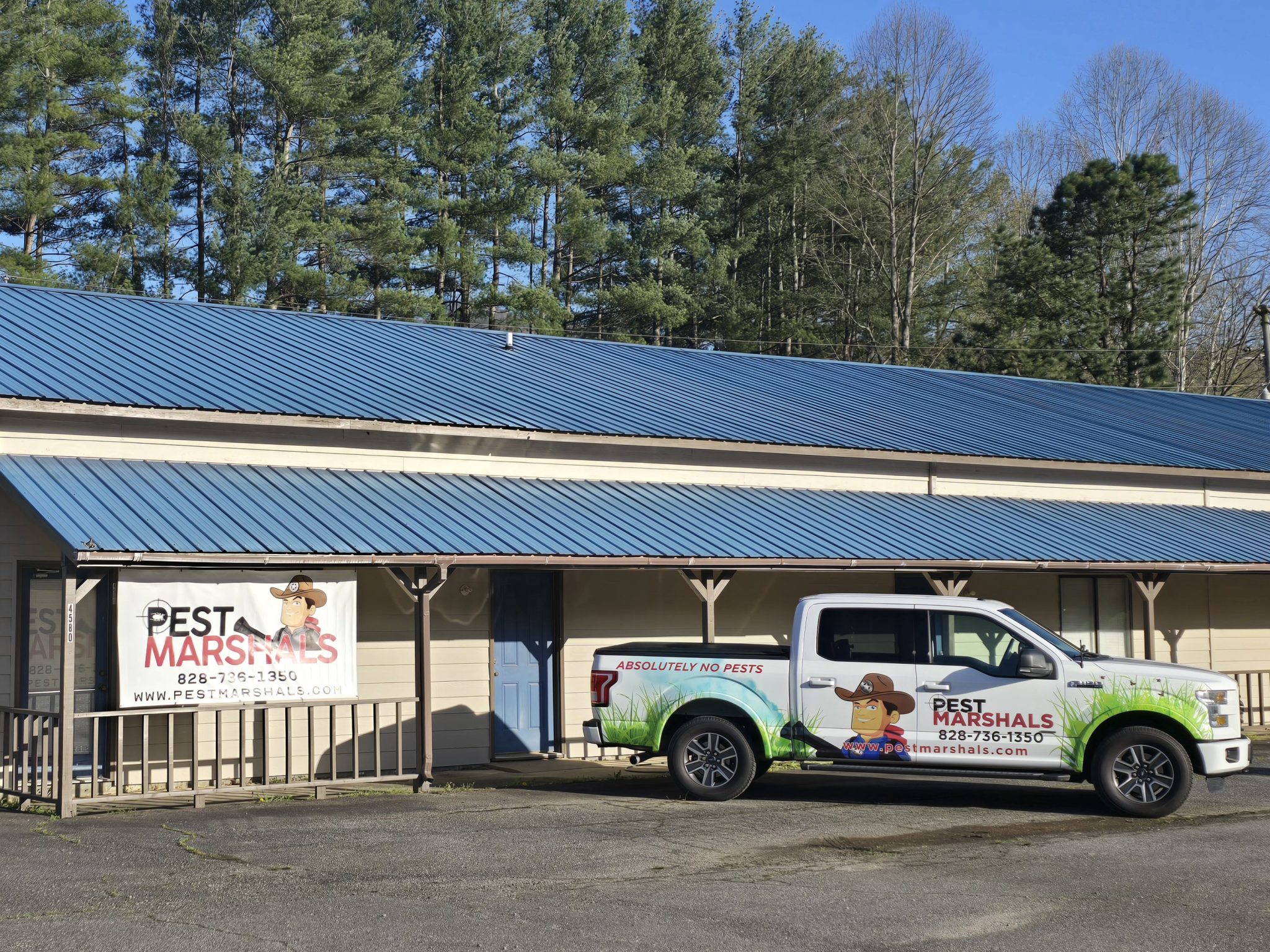 Pest Marshals service truck on a service call in Western NC, NC