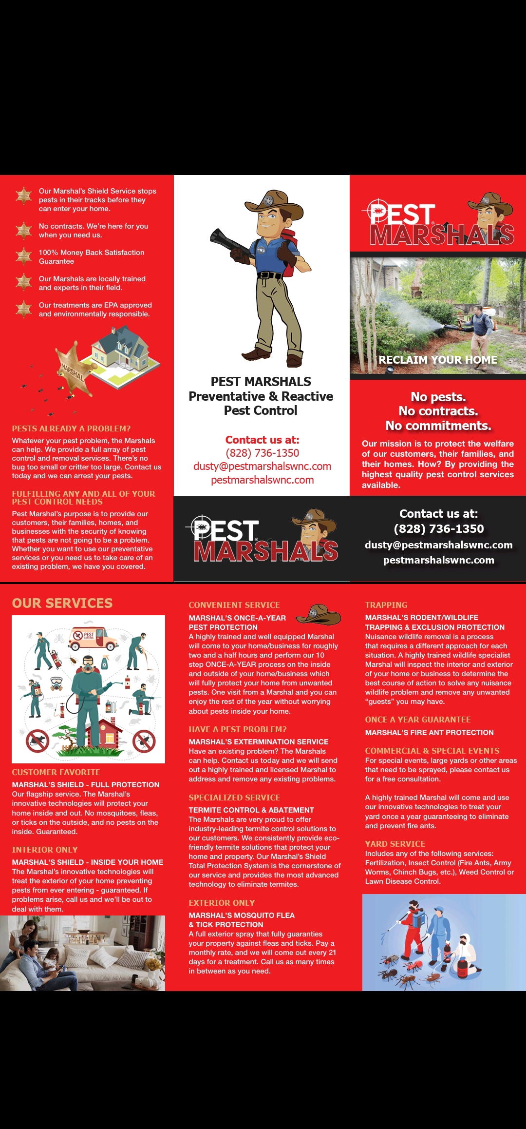 Pest Marshals of WNC mailer — no pests, no contracts, no commitments